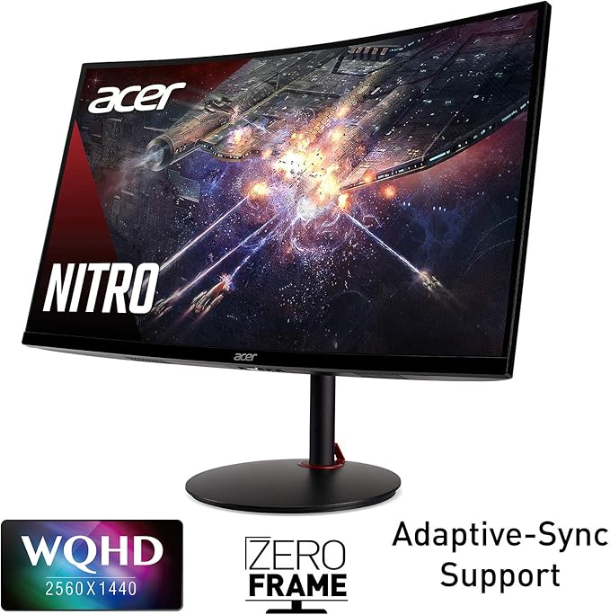 acer Nitro XZ270U Pbmiiphx 27 1500R Curved WQHD (2560 x 1440) VA Zero-Frame Gaming Monitor with Adaptive-Sync Technology 165Hz Refresh Rate 1ms VRB (Display Port &amp 2 x HDMI Ports) Black