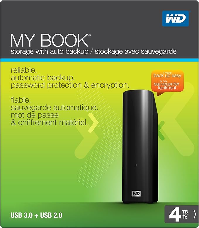 WD My Book 4TB External Hard Drive Storage USB 3.0 File Backup and Storage