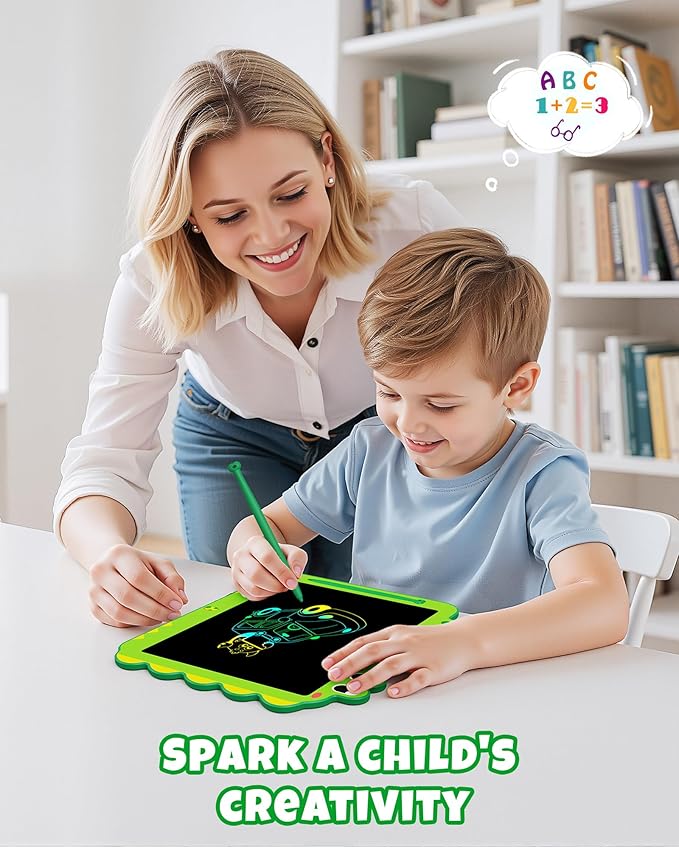 ORSEN 12 Inch LCD Doodle Board Tablet Toy - Green Dinosaur Drawing Pad for Kids 3-6 Years Old - Christmas and Birthday Gifts