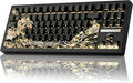 ZORNHER ZH870 Wireless Gaming Mechanical Keyboard80% Black Custom Creamy Sound Keyboard with Shine Though Wave of Kanagawa Kanagawa KeycapsCreamy Sounding Linear SwitchesHot-SwappableRGB Backlit