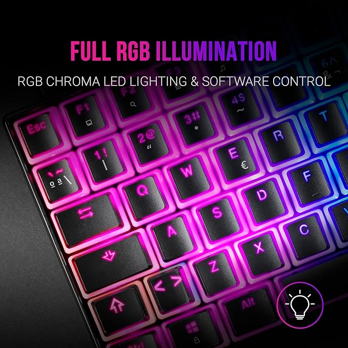 MARSGAMING MKULTRABFR Mechanical Keyboard Black RGB Compact 96% Switch Outemu SQ Blue French Language
