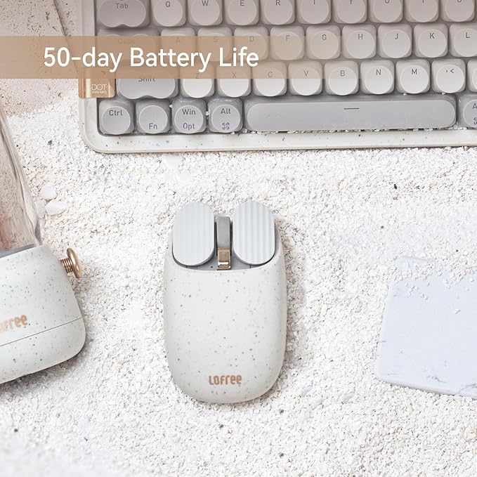 LOFREE Wavy Chips Dual-Mode Wireless Mouse with 5 Adjustable DPI Levels Compatible with Windows MacOS iOS Android (Terrazzo)