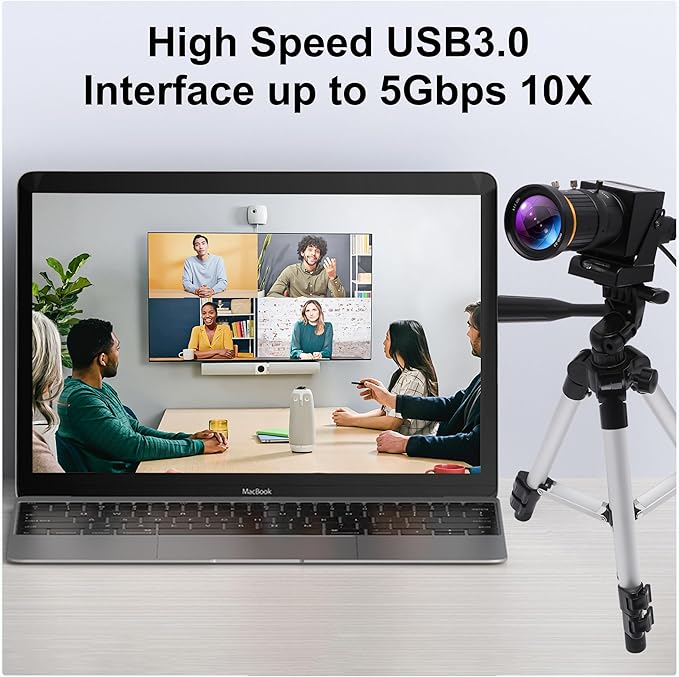 10X Optical Zoom 60fps HDMI USB3.0 Camera 4K High Speed H.264 Simultaneous Output PC Webcam Plug and Play for Computer Security Industrial Live Streaming CCTV Projector
