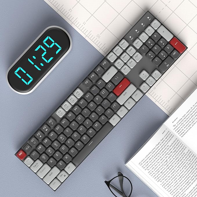 MageGee Wireless Mechanical Keyboard Moon104 RGB Backlight Triple Mode 2.4GHz/BT/USB-C Wired Office Keyboard for Computer/Desktop/PC/Laptop/Surface/Smart TV and Windows 10/8/ 7