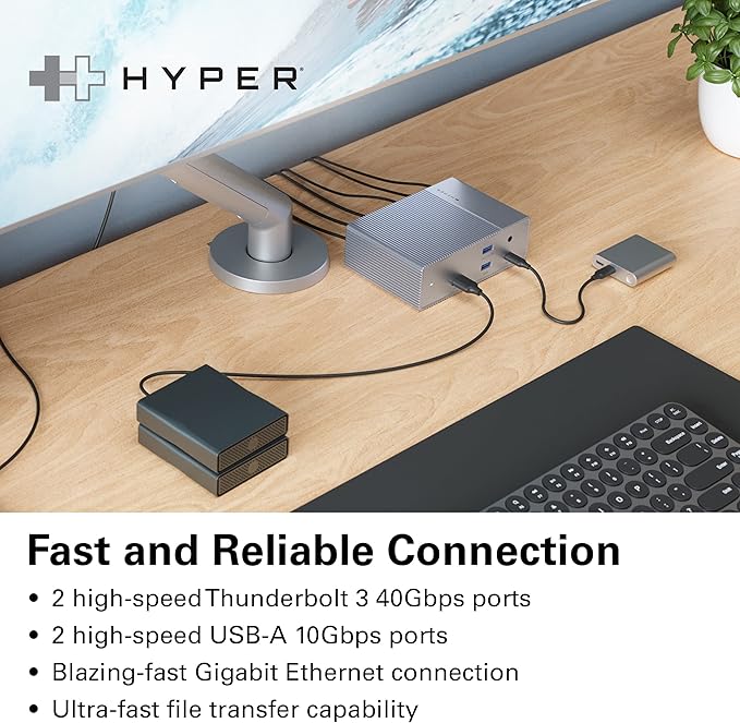 HyperDrive USB-C &amp Thunderbolt 4 GEN2 14-in-1 Dock for MacBook Pro/Air iPad PC - High-Speed Thunderbolt Docking Station - 40Gbps Gigabit Ethernet 85W PD