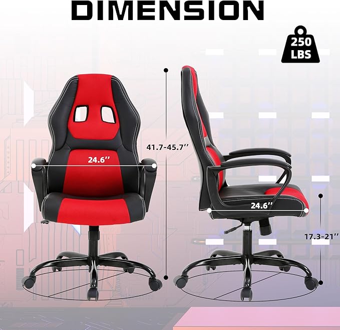 MKDLUFEI Video Game ChairErgonomic Office Chair Desk Chair and Lumbar Support PU Leather Recliner with HeadrestHeight Adjustable Computer Chair for Adults