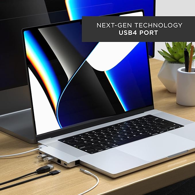 Satechi USB C Hub Multiport Adapter Pro Hub Mini USBC Dongle with USB4 Port USB C Data 2 USB-A Data Ethernet Audio Jack for MacBook Air/Pro M5/M4/M3/M2/M1 - Silver