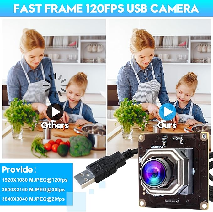 ELP 1080P 120fps USB AutoFocus Camera Module Mini UVC USB2.0 High Speed PC Security Web Camera Board for Laptop