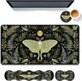 Keyboard Mouse Pad SetLarge Desk Pad+Keyboard Wrist Rest+Mouse Wrist Support+CoasterEasy Typing Pain Relief Non-Slip Wrist Support Mousepad Set Home OfficeLuna Moth Series