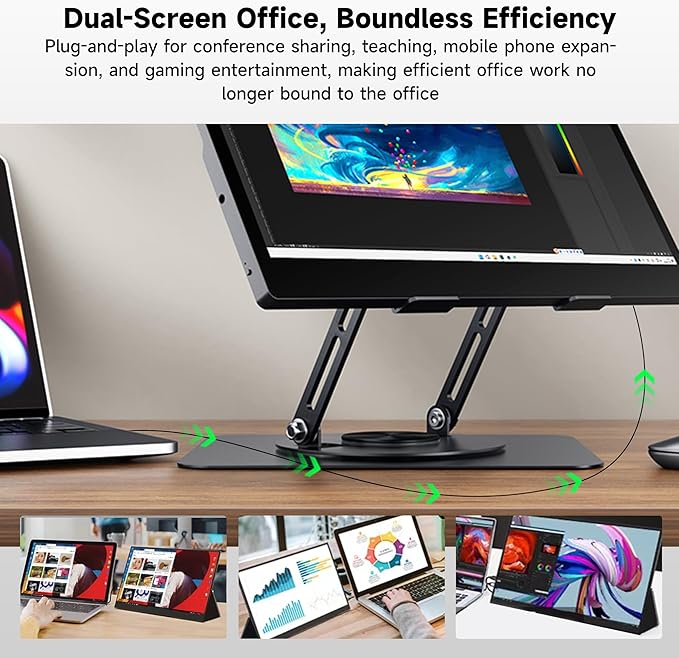 15.6 Portable Monitor 4K OLED Touchscreen 100% Adobe RGB 10-Bit Color USB-C External Display for Laptop PC Mac Phone Gaming with Smart Cover &amp Stand