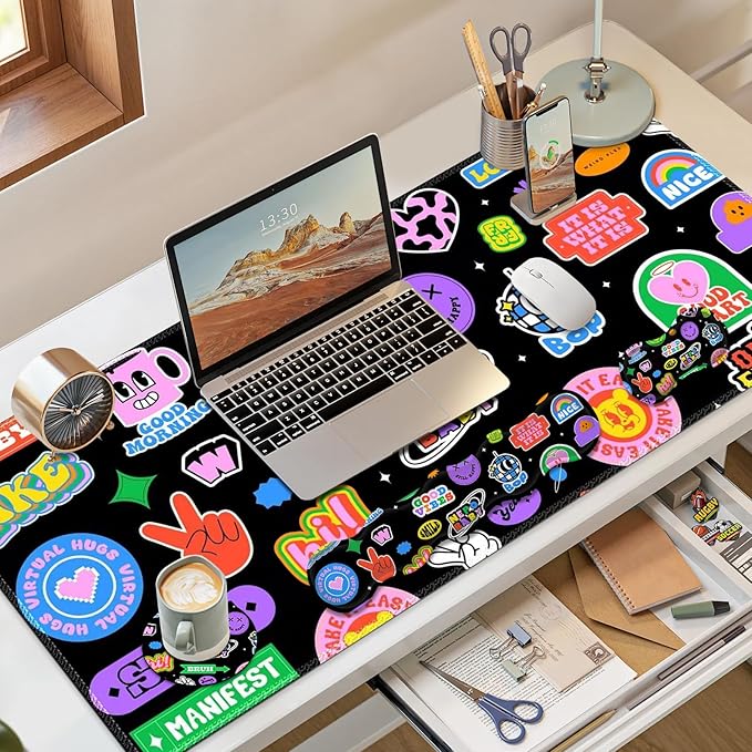 Gaming Mouse Pad Keyboard Wrist Support 4 in1 Mousepad with Wrist Keyboard Rest Computer Desk Mat Non-Slip Desk Pad Protector with Memory Foam Easy Typing Pain Relief I Cute Funny Style