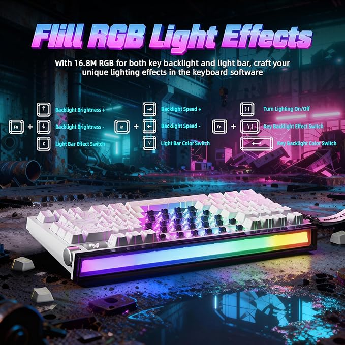ATTACK SHARK R85 HE 75% Magnetic Wired Gaming Keyboard8KHz Polling Rate Rapid Trigger0.005mm RT Precision256K Scan RateCustom Hot-SwappableWeb Driver PC Keyboard for Gamer/Win/MacWhite Contour