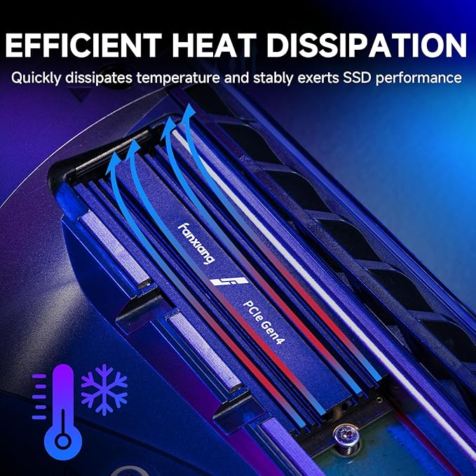 fanxiang 2TB NVMe Internal Gaming SSD for PS5 with Heatsink Up to 7100MB/s M.2 SSD PCIe Gen 4 SSD Storage Expansion Compatible with PS5 Internal Solid State Drive for Gamers Professionals Creators