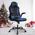 Blue Gaming Chair PU Leather Gaming Chairs for Adults Comfy Office Chair Ergonomic Desk Chair Computer Chair with Flip Up Arms Swivel Reclining Gamer Chair Height &amp Backrest Adjustable 300 Lb