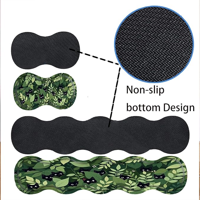 Keyboard Mouse Pad SetLarge Desk Pad+Keyboard Wrist Rest+Mouse Wrist Support+CoasterEasy Typing Pain Relief Non-Slip Wrist Support Mousepad Set Home OfficeBlack Cats in The Leaves