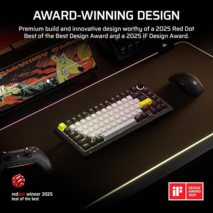 Corsair MAKR PRO 75 Hall Effect DIY Wired Magnetic Mechanical Gaming Keyboard – 75% Layout MGX Hyperdrive Switches Dual Actuation Rapid Trigger FlashTap SOCD 8000Hz US Layout – Black