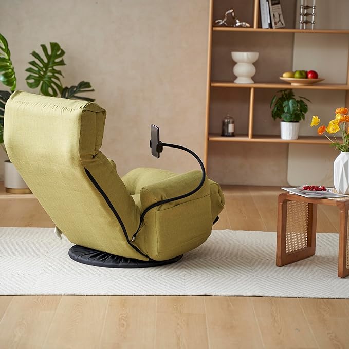360° Swivel Sofa ChairGaming ChairLiving Room Lounge Chair5-Position Adjustable Head and LumbarSwivel Seat Indoor Coffee Chair (Green)