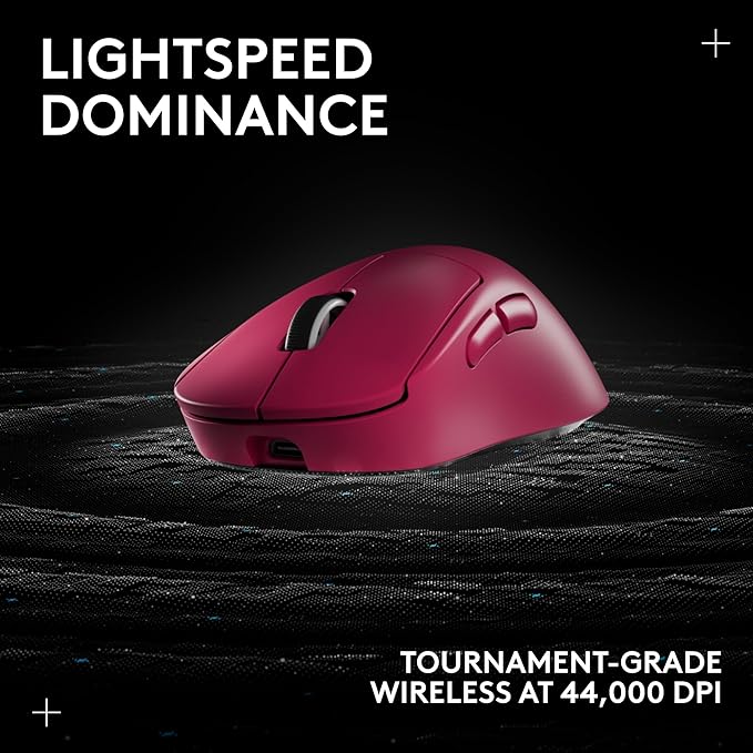 Logitech G PRO X Superlight 2 Wireless Gaming Mouse 60g Pro-Grade with 5 Programmable Buttons 44k DPI Sensor 8kHz Report Rate USB-C Charging for PC/Mac - Magenta