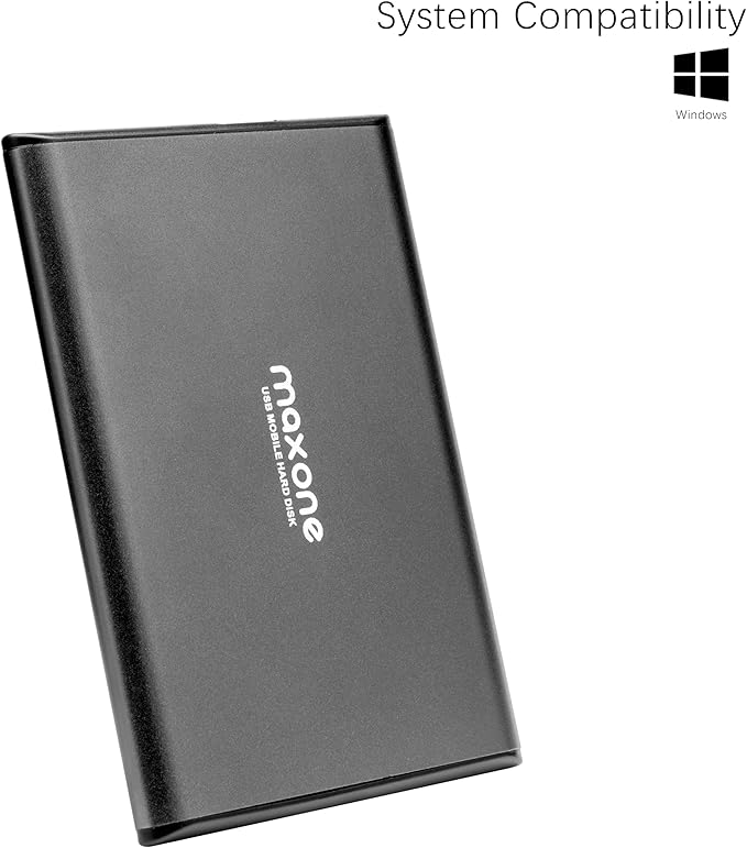 Maxone 320GB Ultra Slim Portable External Hard Drive HDD USB 3.0 Compatible with PC Laptop - Charcoal Grey
