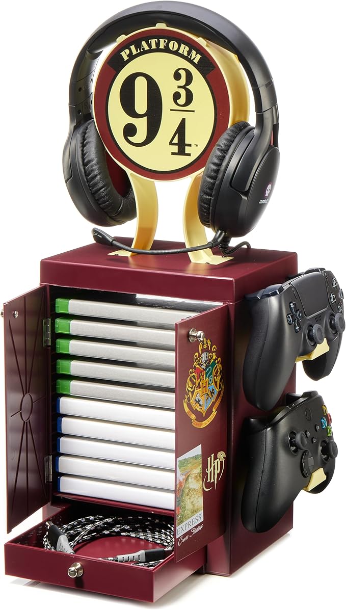 Numskull Harry Potter Platform 9 3/4 Gaming Locker – Holds 10 Games 4 Controllers Headset – Official Harry Potter Storage Organizer