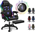 Gaming Chair with LED Lights and Speakers Ergonomic Pro Video Game Chair with Massage and Footrest for Adults Teens and Kids - Perfect for Gaming Office and Working. (Black)