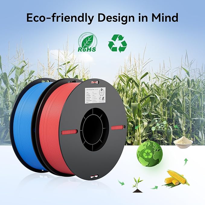 Creality PLA Filament 1.75mm PLA 3D Printer Filament 2kg Cardboard Spool (4.4lbs) Dimensional Accuracy +/- 0.02mm Fit Most FDM Printer (Blue &amp Blue 2-Pack)