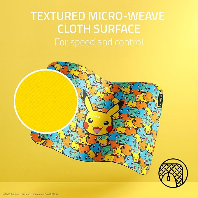 Razer Gigantus V2 Soft Gaming Mouse Pad (Medium): Textured Micro-Weave Cloth Surface - Thick High-Density Rubber Foam - Non Slip Base - Pokémon Edition