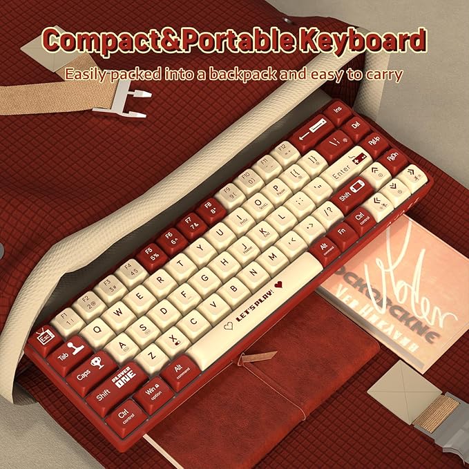 ATTACK SHARK AK680 60% Wired Mechanical Gaming KeyboardHot-SwappableRGB Rainbow BacklitUV Printing and EVA Sound ControlFully Anti-GhostingProgrammableBlue Switch for Windows/Mac Red&ampWhite