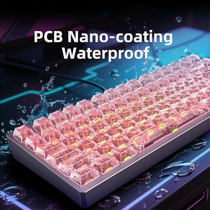 MG75MAX 81 Keys Wired Magnetic Switch Keyboard 256KHZ Single Key Scan Rate PCB Nano-Coating Waterproof Hall Effect 8KHZ/ARGB/CNC Aluminum Gaming Keyboard(Pink)