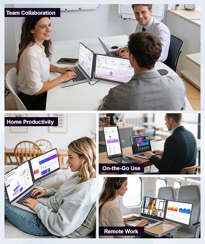 Laptop Screen Extender 1.87lbs Ultra-Portable &amp Ultra Slim 14.2 FHD 1080P Dual Portable Monitor for 14-17.3 Laptop Plug &amp Play Travel Monitor Extender Compatible with Wins/Mac/Chrome/Andr