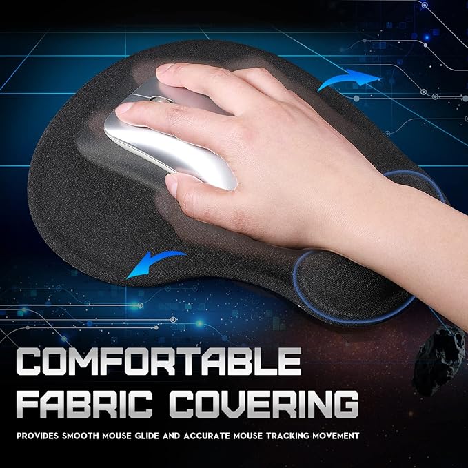 Flutesan 9 Pcs Ergonomic Mouse Pad with Gel Wrist Rest Memory Foam Comfortable Mousepad with Non-Slip PU Base for Pain Relief Computer Cafe Home Office Desk Accessories