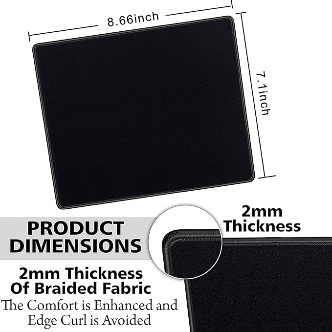 SaiTech IT 20 Pack 2mm Mouse Pad with Stitched Edges Non-Slip Rubber Base Premium-Textured and Waterproof Mousepads Bulk Mouse Pad Multipack Mousepad for Computers Laptop 8.66 x 7.1 inch