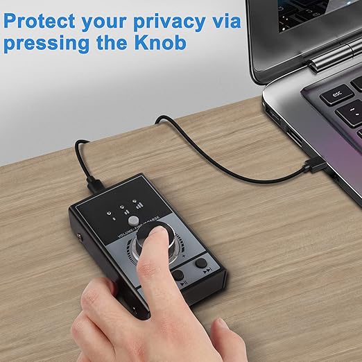 XMSJSIY USB Volume Knob Controller Multimedia Computer Sound Controller with Play/Pause/Back/Forward FunctionOne-Click Mute for Phone PC Speaker Audio Adjustment