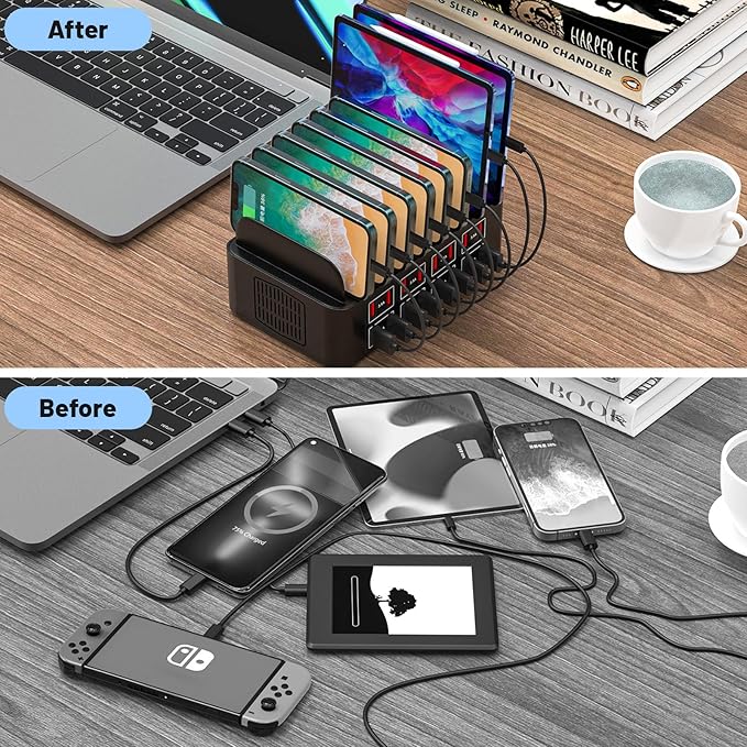 Charging Station for Multiple Devices 16 Port USB Fast Charging Station 175W Ipad Charger Station Multiple Charger Organizer Compatible with Smartphones Tablets and Other Devices