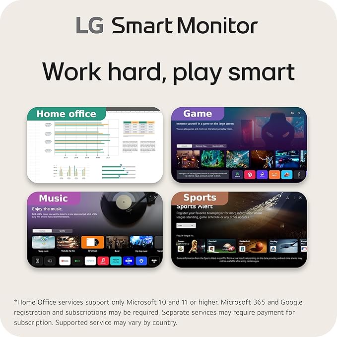LG 34SR60QC-W 34-inch QHD (3440x1440) Curved Smart Monitor with Streaming UltraWide Screen webOS HDR10 100Hz Built-in Speaker AirPlay2 Screen Share Bluetooth ThinQ App White
