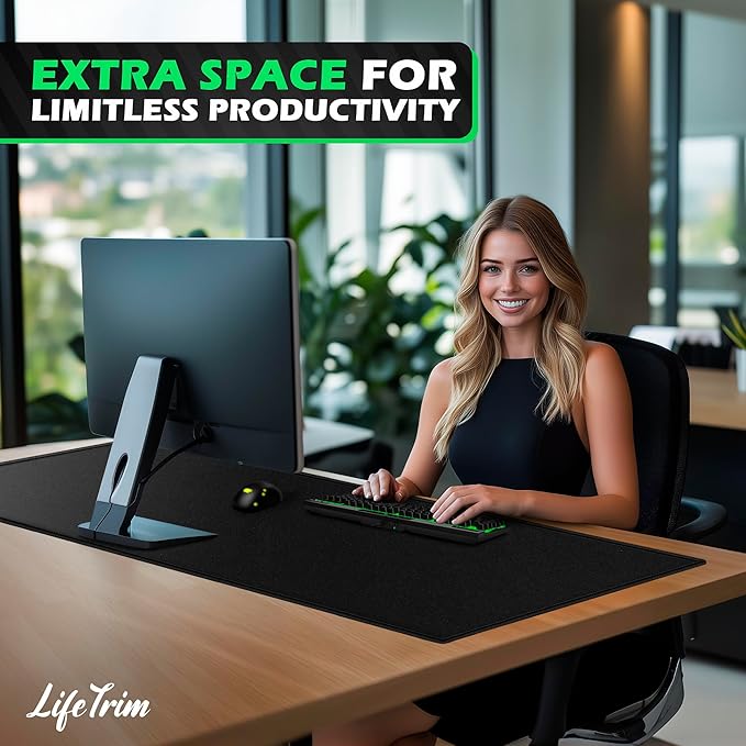 55” x 23” XXL Mouse Pad Gaming 5mm Thick Extended Keyboard Mat Full Desk Cover Pad XXL Mat Giant Extra Large Gaming Mouse Pad XXXL Mousepad Black Large Desk Mats Deskpad