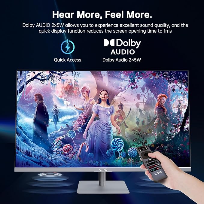 KTC 32 Inch 4K Smart Monitor Google System UHD (3840x 2160) Smart Monitor with Speakers Netflix Licensed Type-C 65W PD WirelessDisplay HDR Bluetooth Hey Google Voice Remot VESA Support A32Q8