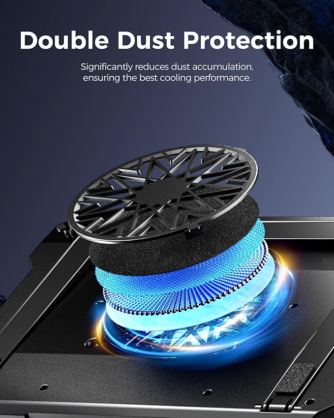 AICHESON Gaming Laptop Cooler Cooling Pad Ultra Cooling with 10°C-35°C Temperature Drop RGB Turbo Fan Stand Base for 14-19 inch Computer Laptops