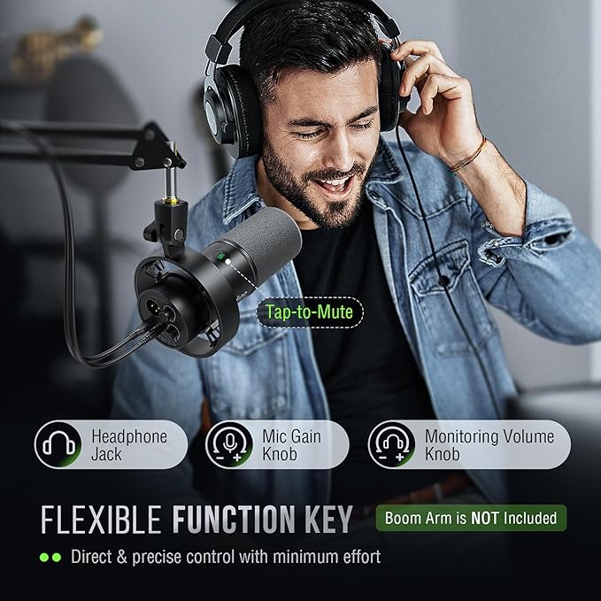 FIFINE Dynamic Microphone XLR/USB Podcast Recording PC Microphone for Vocal Voice-Over Streaming Studio Metal Mic with Mute Headphone Jack Monitoring Volume Control Windscreen-Amplitank K688
