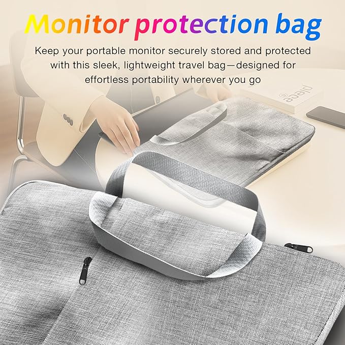 18.5 Portable Monitor 120Hz FHD 1080P USB-C HDMI Laptop Screen Extender Second Display for Laptop/PC/Mac/PS5/PS4/Switch Travel Monitor with Protective Sleeve VESA Mountable