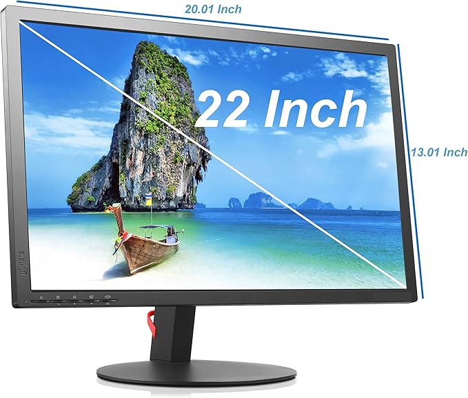 Lenovo ThinkVision T2254p LED Backlit 22 inch Anti-Glare Monitor VGA HDMI Display Port 5ms Response Time 16.7 Million Colors 170 Degree Viewing Angle 1050p at 60 Hz (Renewed)