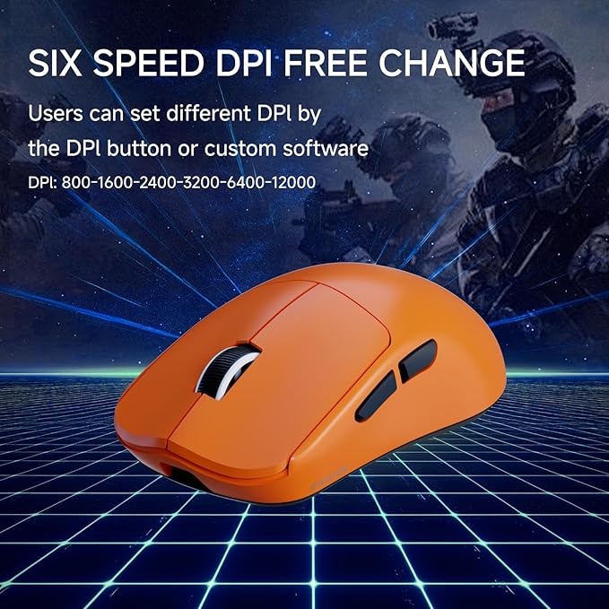 X23Pro Wireless Gaming Mouse 2.4G/BT5.0/USB-C Esports Gaming Mouse 800mAh Rechargeable Lightweight Mouse Gaming 12000 DPI Wireless Mouse with 6 Programmable ButtonsFor Laptop/PC/Mac Orange