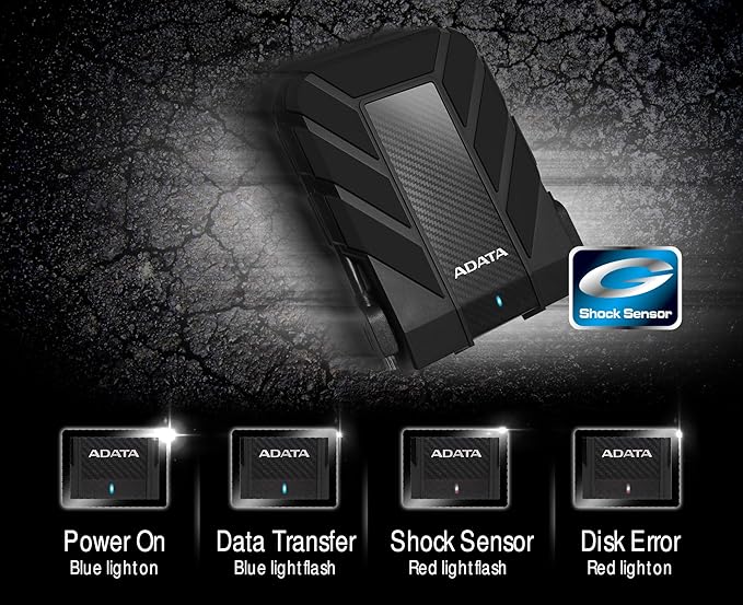 ADATA HD710 Pro - 2 TB External Hard Drive - Shockproof Waterproof &amp Dustproof - Durable Storage - For Gamers Students &amp Professionals - Mac PC &amp Linux Compatible - Blue - AHD710P-2TU31