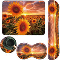 Keyboard Wrist Rest + Mouse Pad + Mouse Wrist Rest Support + Coaster Set Ergonomic Memory Foam Mouse and Keyboard Pad Set for Laptop Computer Office Home Working GamingSunflower