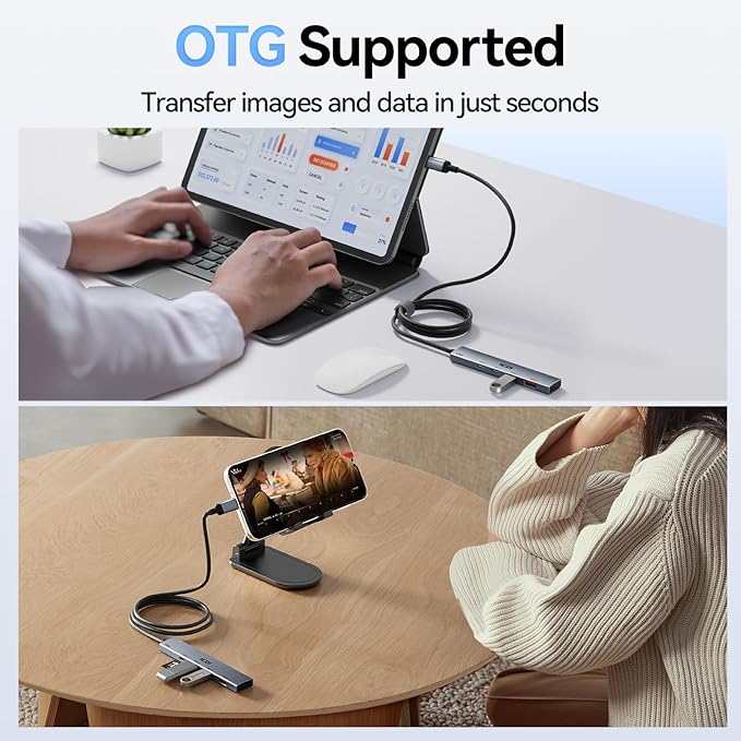 ICZI USB C 3.2 HUB &amp USB 3.0 Hub 4-Port Data USB Hub with 4ft Long Cable USB Splitter Adapter for MacBook Mac mini Surface Pro XPS Laptop PC Flash Drive Mobile HDD