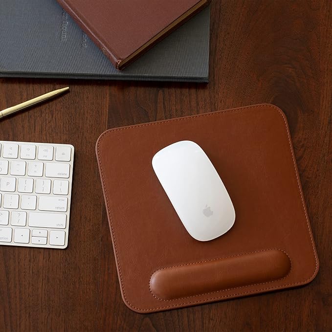 Londo Leather Mouse Pad with Wrist Rest – Ergonomic Support Non-Slip Base Smooth Surface