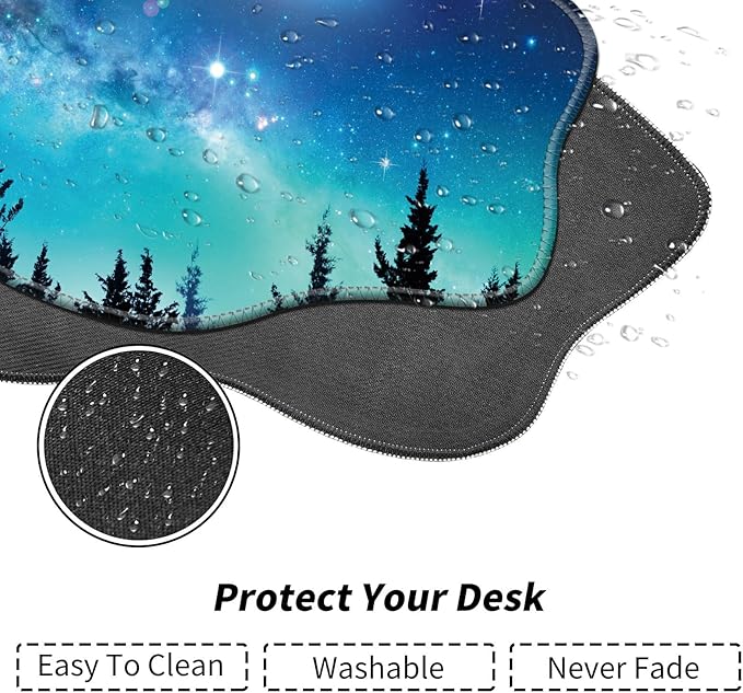 Forest Moon Desk Mat Mouse Pad 35.4X15.7 XL Extended Mousepad Huge Mouse Pads with Stitched Edges Desk Pad for Work Game Office Home