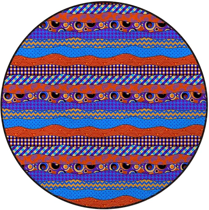 Multicolor Gaming Chair Mat for Hardwood Floor Anti-Slip Floor Protector Game Controller Rubber Gaming Computer Chair Mat Traditional African Boho Abstract Design Diameter 59 in