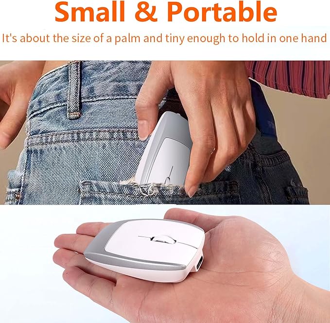 Wireless Mini Bluetooth Mouse with Card Reader (Up to 2TB)Portable Compact Silent Rechargeable Small Finger Optical Travel Mouse for PC/Laptop/Tablet/Smartphone Students Kids Girl Boy Gift (Silver)