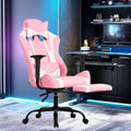 Office Gaming Chair Pu Leather Comfortable Gaming Chair for Adults Gamin Chair with Headrest &amp Lumbar Support Office Chair with Foot Rest &amp Armrest Height Adjustable Computer Chair(Pink)